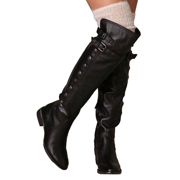 Sam Edelman Shoes - Sam Edelman Pierce over the Knee Button Boot, Black, Size 6.5